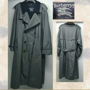 Burberrys Mens Lined Trench Coat, Charcoal